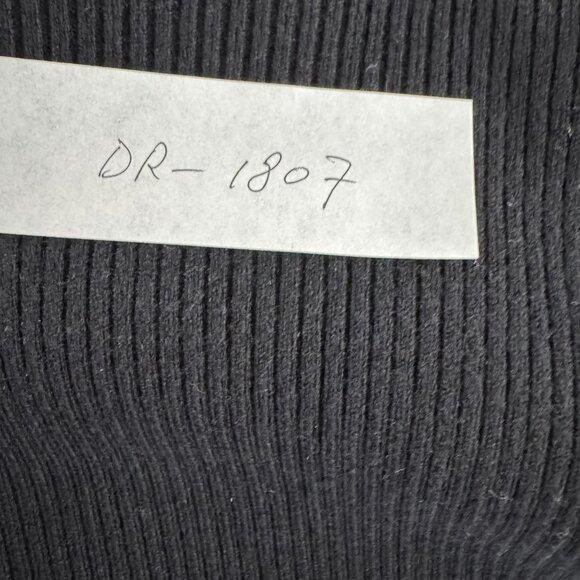 Sezane Tina Wrap Dress Large Black Merino Wool Blend Ribbed V-Neck DR-1807 - Picture 2 of 9